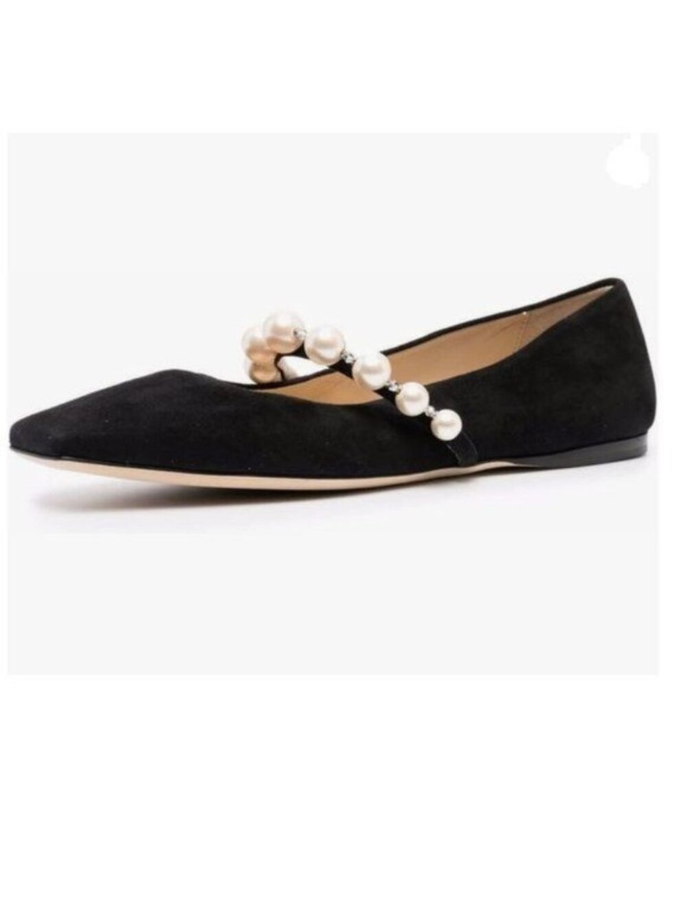 FOWT Black Square Toe Slip on Flats Pearl Studded Strap Pumps Wedding Shoes